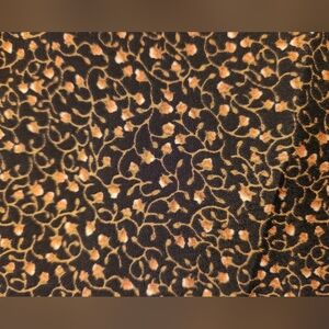 Dark Green with Orange printed flowers fabric